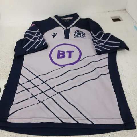 SCOTLAND RUGBY JERSEY BY MACRON – NAVY/WHITE, SIZE M (H 172-177 CM)