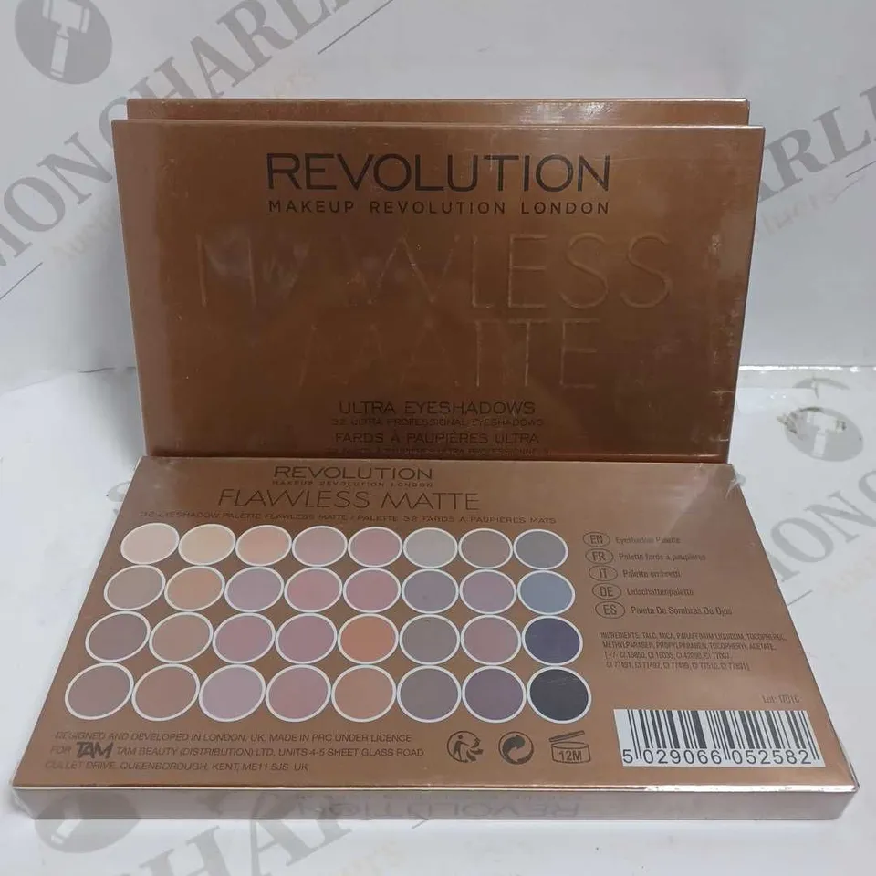 LOT OF 3 REVOLUTION ULTRA FLAWLESS MATTE EYESHADOW PALETTES