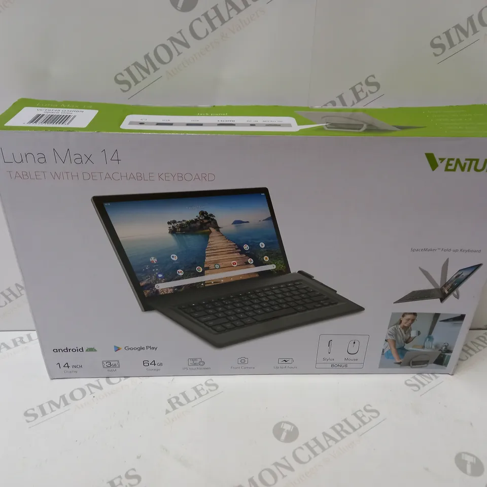 BRAND NEW BOXED VENTURER LUNA MAX 14 64GB 14" HD TABLET WITH DETACHABLE KEYBOARD 
