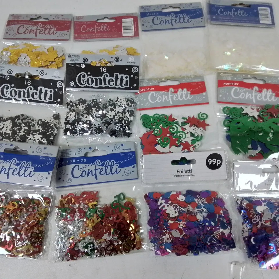 LARGE QUANTITY OF ASSORTED BRAND NEW CONFETTI - APPROX 21 BOX