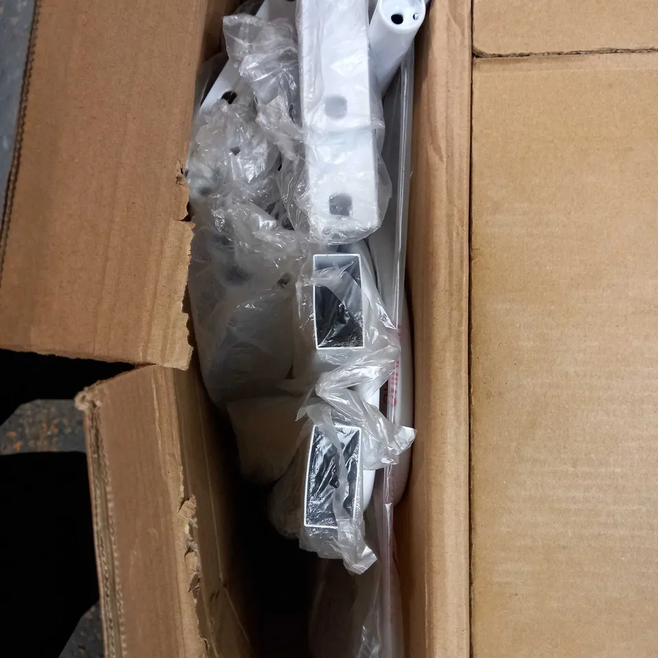 BOXED WHITE STEEL PIPE SINGLE BED