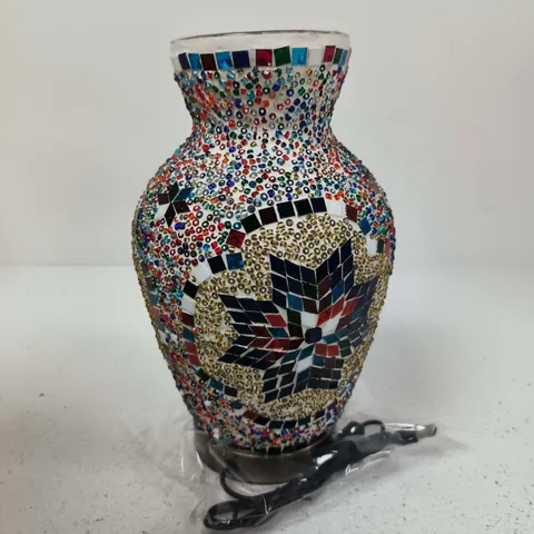 MOSAIC GLASS VASE WITH MULTICOLOURED TESSERAE & BASE LIGHT