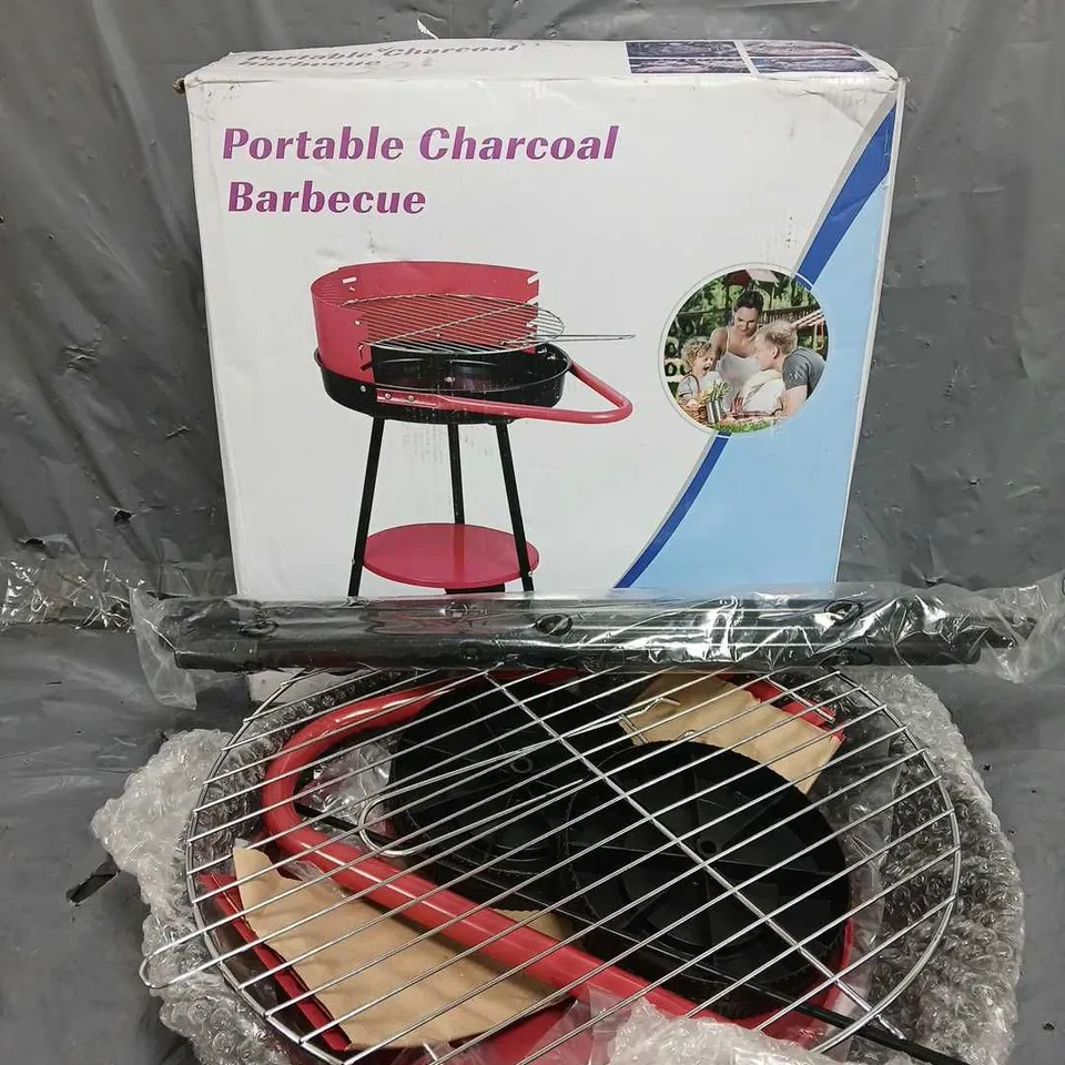 BOXED PRTABLE CHARCOAL BARBECUE IN RED