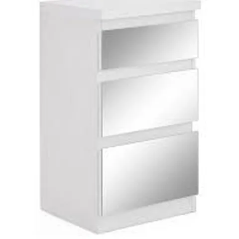 BOXED NEW PRAGUE WHITE 3 DRAWER BEDSIDE CABINET (COLLECTION ONLY)