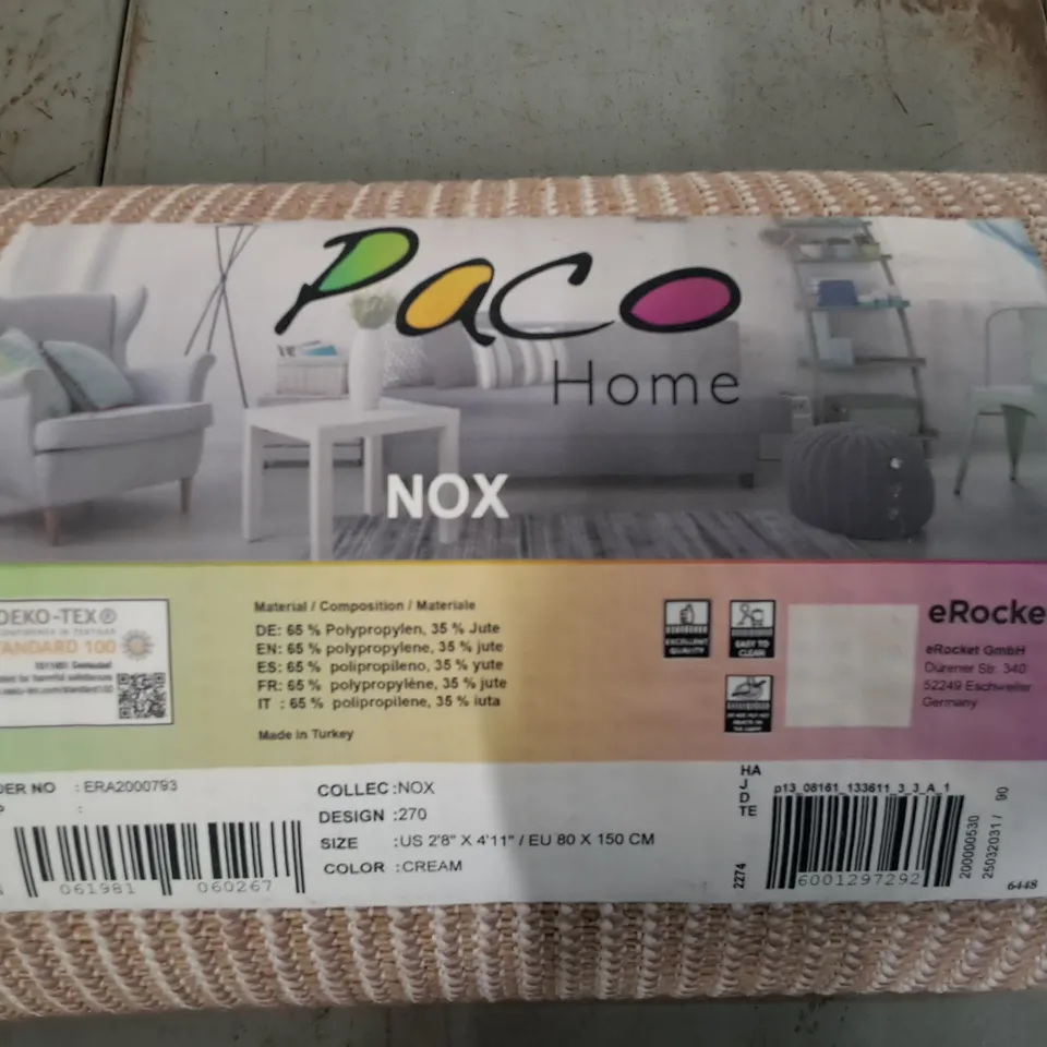 BRAND NEW PACO NOX CREAM RUG - 80X150CM