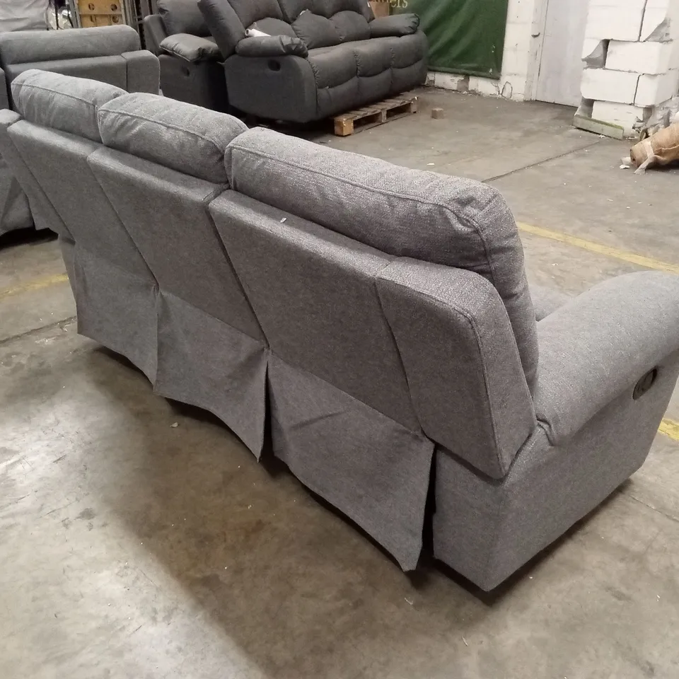 FOSSE 3 SEATER MANUAL RECLINER SOFA - GREY
