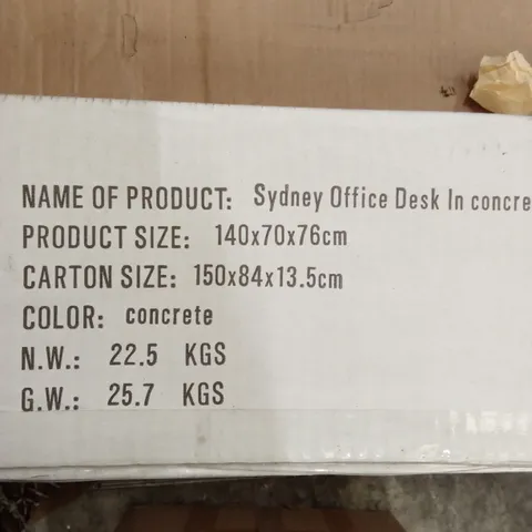 SYDNEY OFFICE DESK IN CONCRETE PAPER AND CHROME FRAME