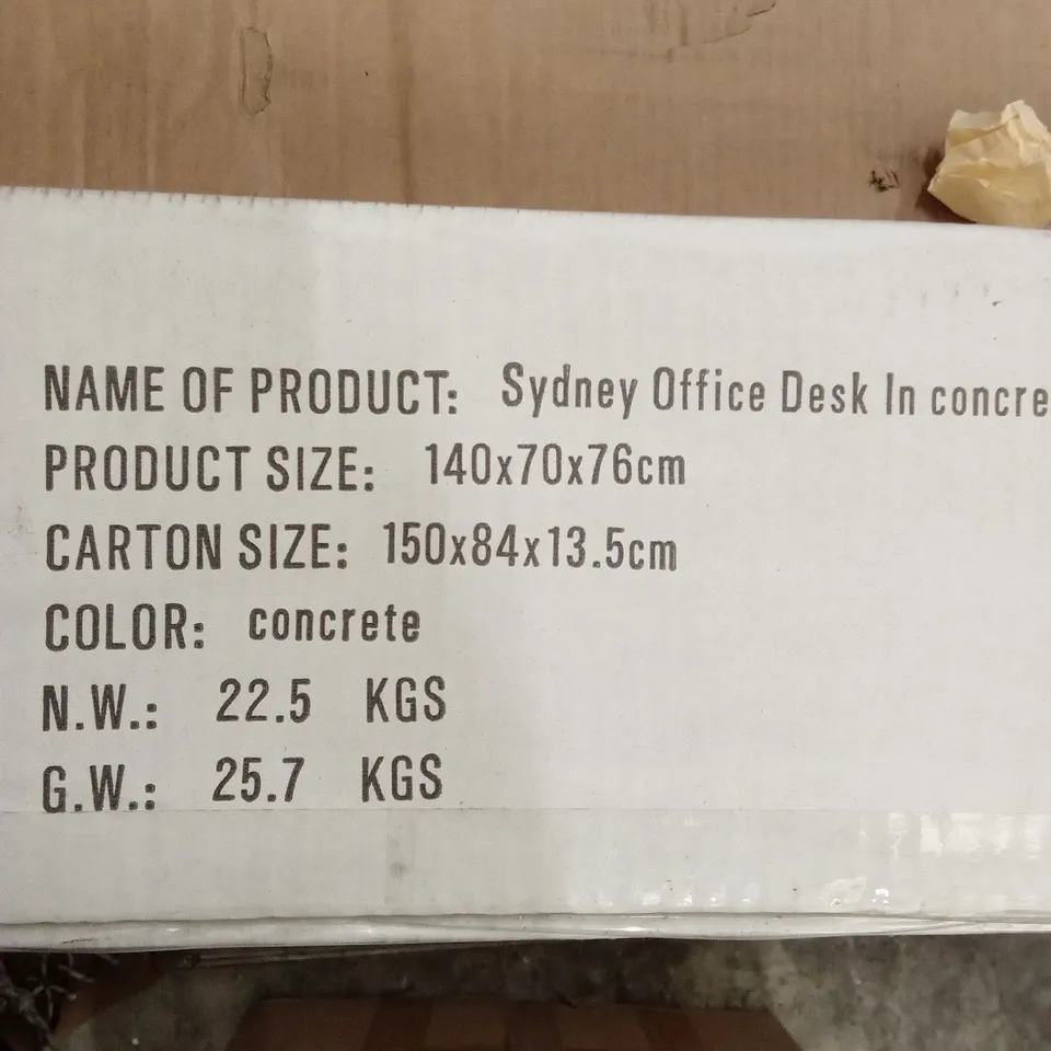 SYDNEY OFFICE DESK IN CONCRETE PAPER AND CHROME FRAME 