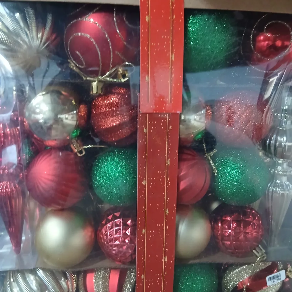 THREE BOXES OF 58 CHRISTMAS BAUBLES 