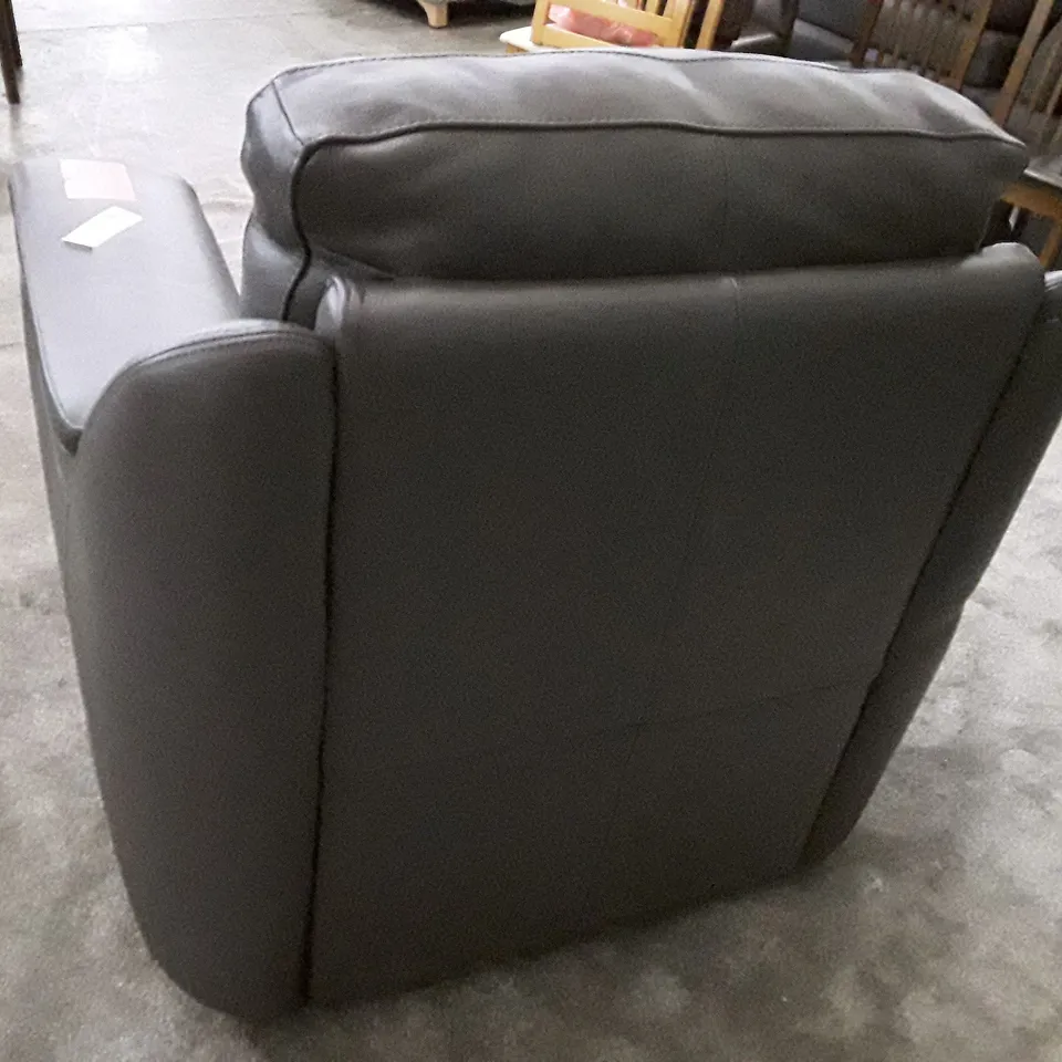 QUALITY ITALIAN DESIGNER PARMA NEW ARMCHAIR - DARK GREY LEATHER 