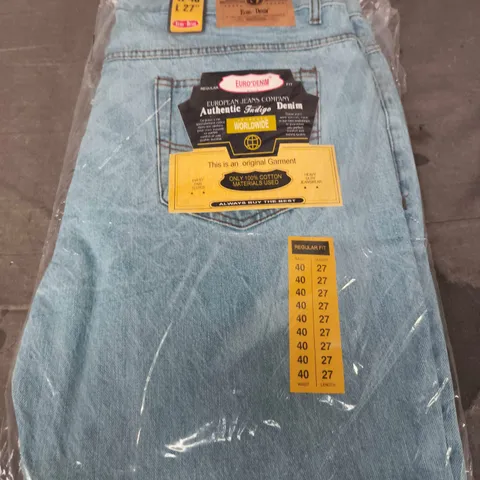EURO-DENIM AUTHENTIC INDIGO DENIM JEANS – REGULAR FIT, UK 40 (W40/L27)