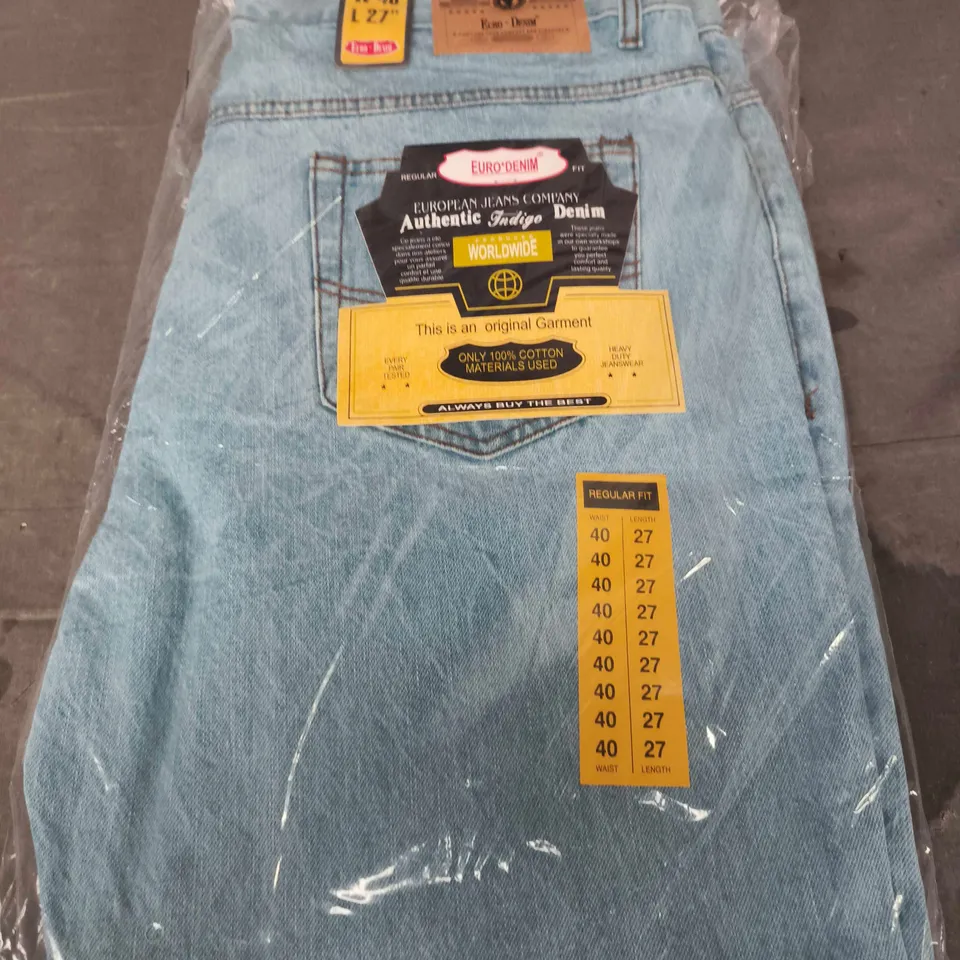 EURO-DENIM AUTHENTIC INDIGO DENIM JEANS – REGULAR FIT, UK 40 (W40/L27)