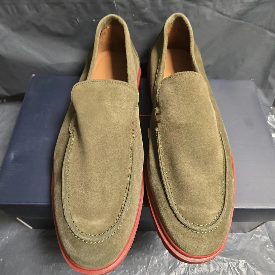 COOGAN LONDON HANWELL KHAKI GREEN SUEDE LOAFERS – UK 9 (EU 43)