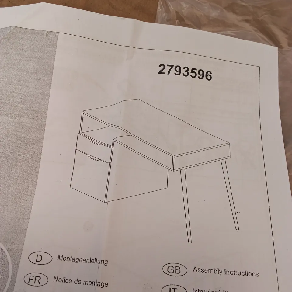 BOXED DESK WITH DRAWERS - NATURAL (1 BOX)