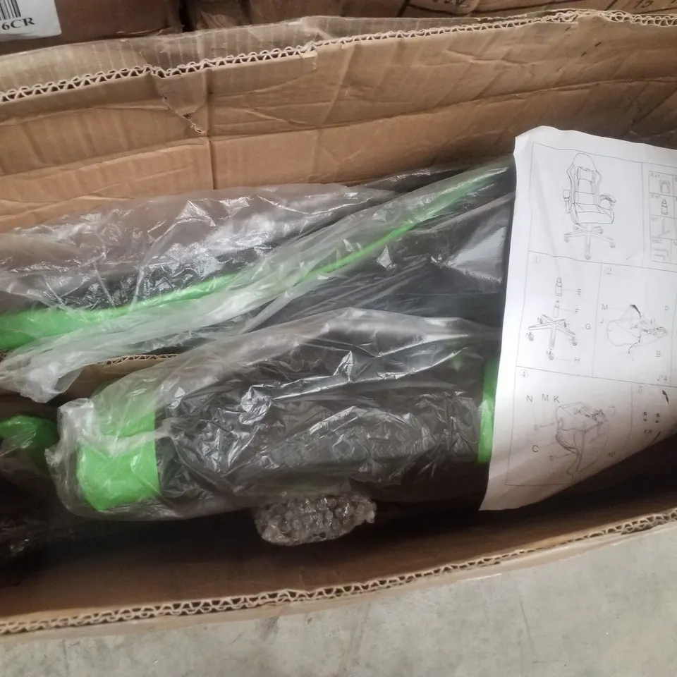 BOXED ARES PC & RACING GAMING CHAIR -GREEN & BLACK-