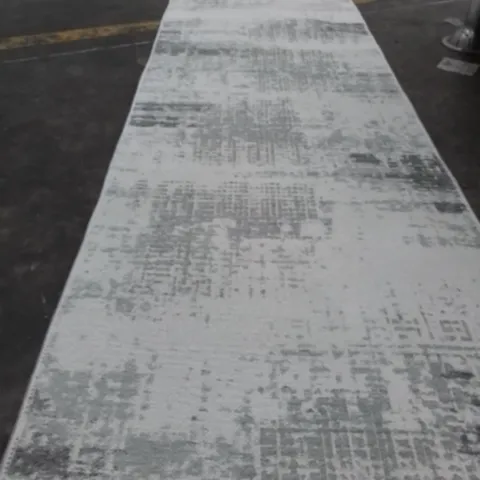 DARK GREY/WHITE PATTERN RUG 287X75CM
