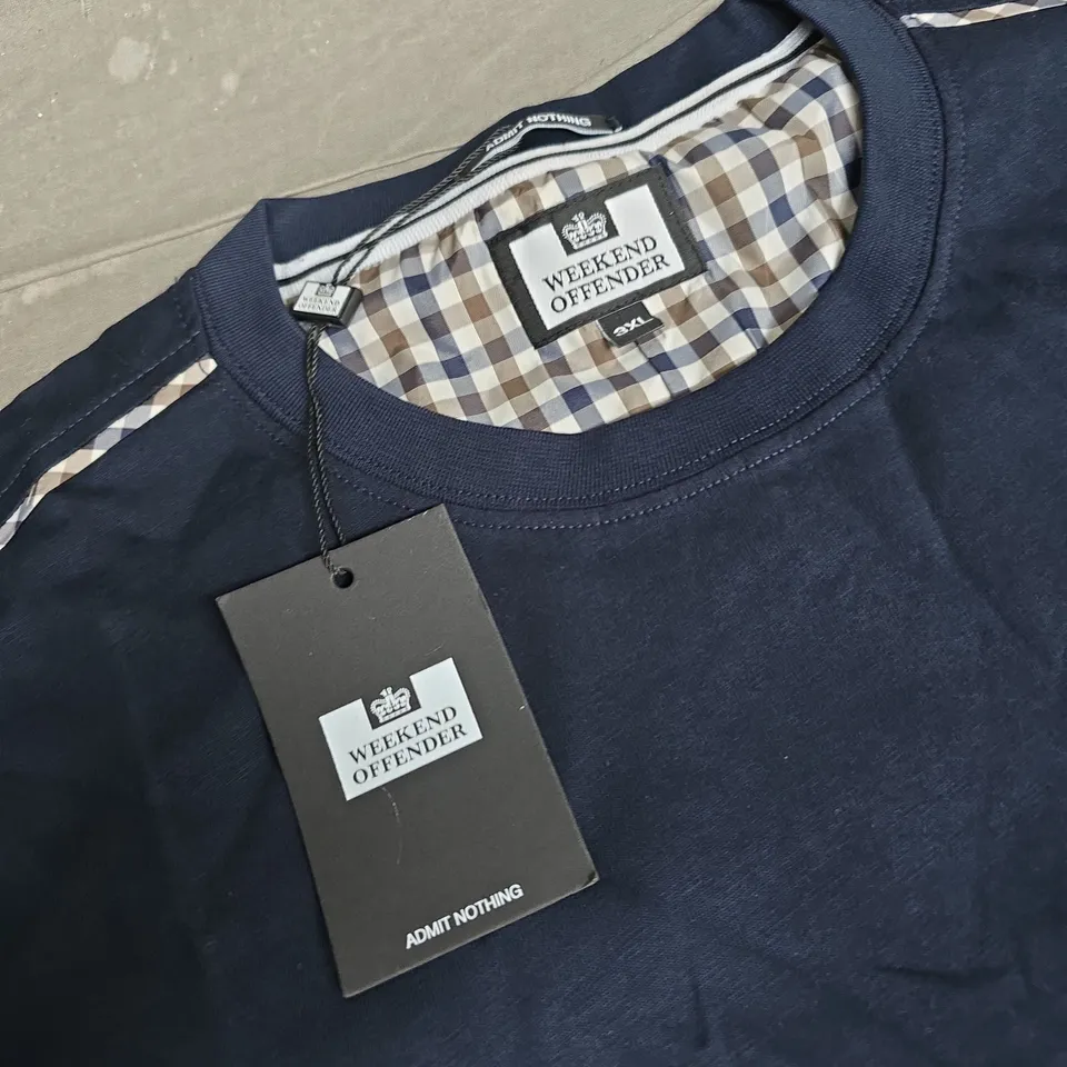WEEKEND OFFENDER NAVY CREW NECK T-SHIRT – 3XL