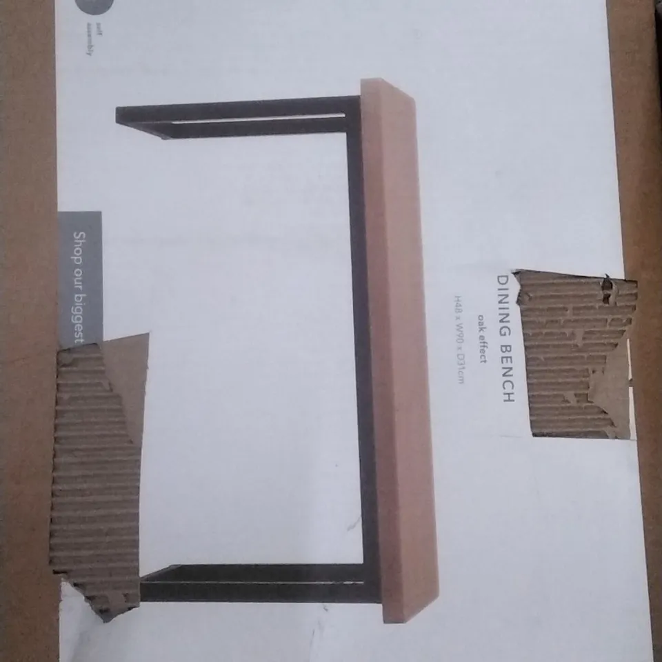BOXED DINING BENCH IN OAK EFFECT , H48 X W90 X D31CM 