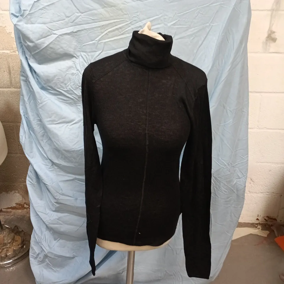ZARA BLACK WOOL-BLEND TURTLENECK SWEATER, UK M