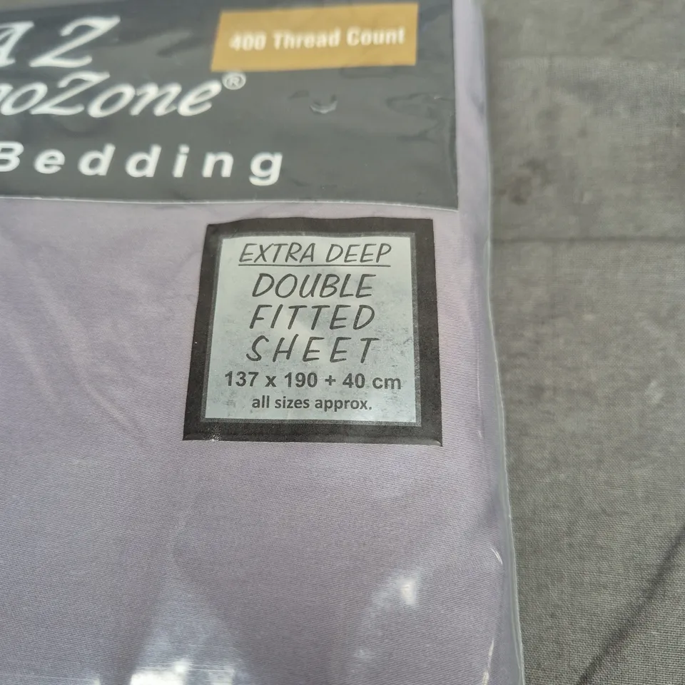 EXTRA DEEP DOUBLE FITTED SHEET – LILAC, 137 X 190 CM + 40 CM (400 THREAD COUNT)