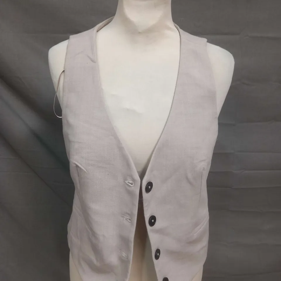 STRADIVARIUS LIGHT GREY WAIST COAT - SMALL