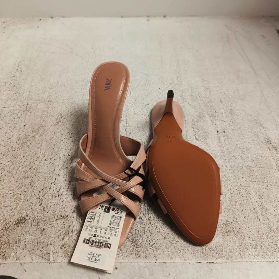 ZARA WOMEN’S NUDE PINK STRAPPY HIGH-HEELED SANDALS, UK 4 (US 6.5)