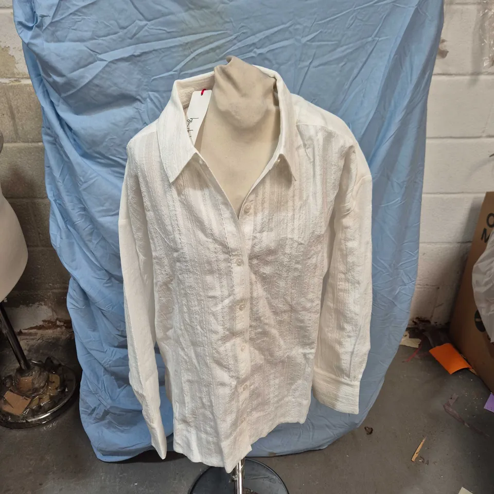 BEN DE LISI WHITE COTTON BLOUSE – UK 16