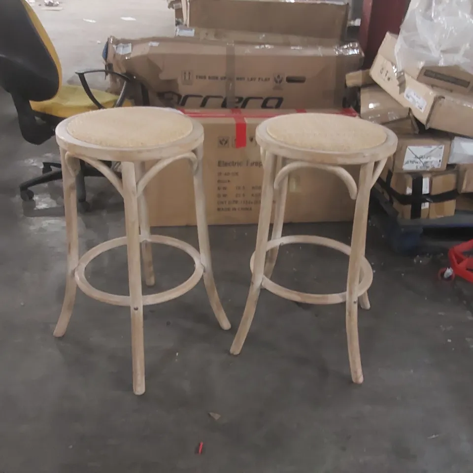 PAIR OF MENG WOODEN BAR STOOLS