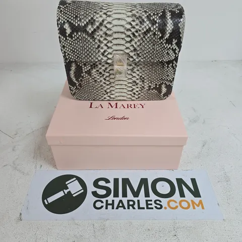 BOXED LA MAREY LONDON SNAKESKIN PRINT CLUTCH BAG