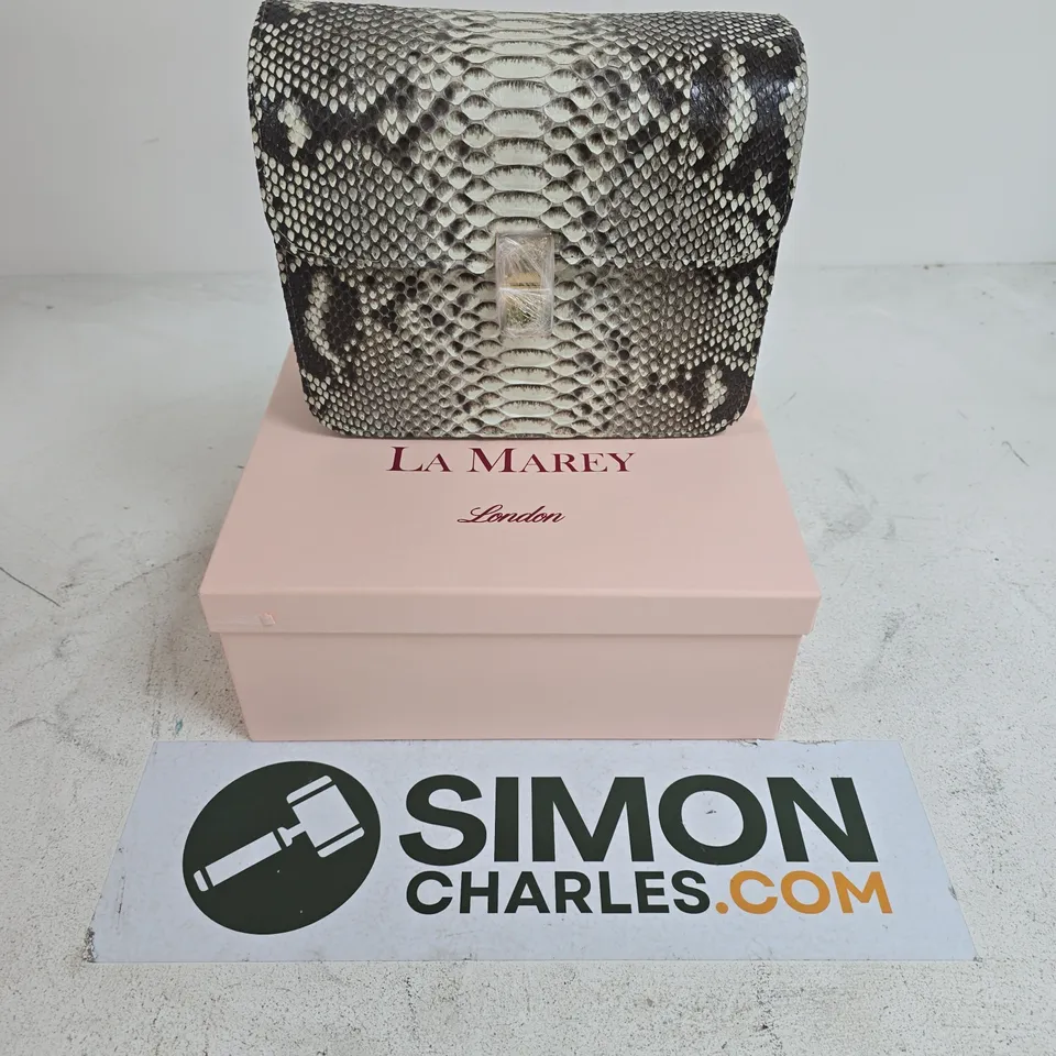 BOXED LA MAREY LONDON SNAKESKIN PRINT CLUTCH BAG