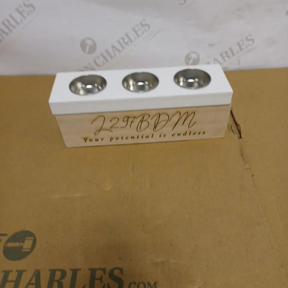 PERSONALISED WOODEN TEALIGHT BOX AND HOL RRP £16.99