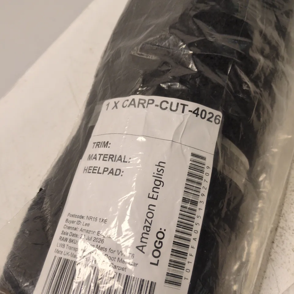 CARPET / RUG ROLL – BLACK, UNROLLED SIZE UNKNOWN (CARP-CUT-4026) – IN PLASTIC