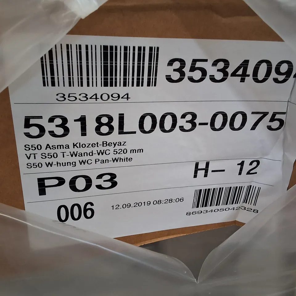 PALLET CONTAINING APPROXIMATELY 12 VITRA S50 WALL-HUNG WC PAN, 52CM