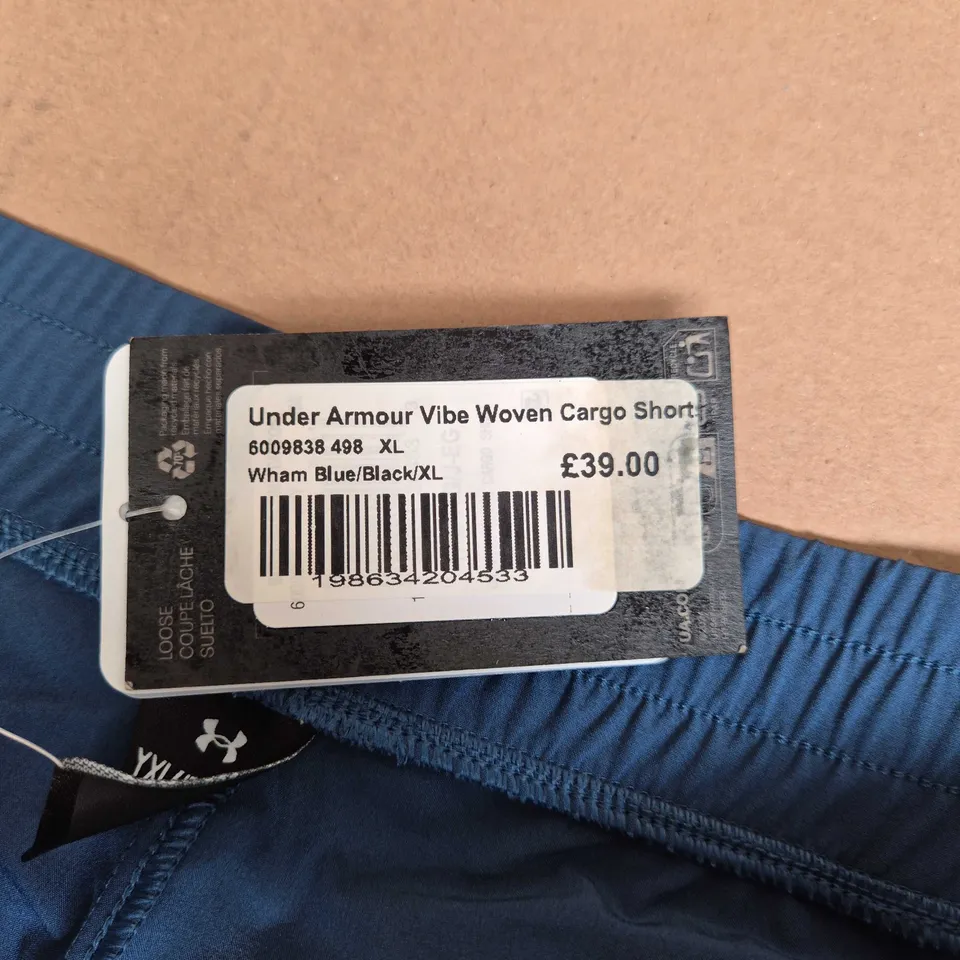 UNDER ARMOUR VIBE WOVEN CARGO SHORTS – BLUE/BLACK – XL