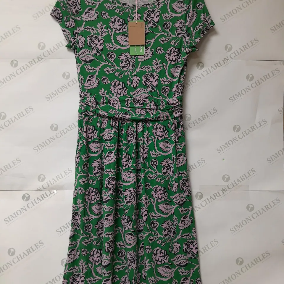 BODEN LADIES MIDI DRESS GREEN WITH FLORAL PATTERN SIZE 8