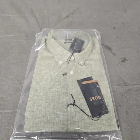 BOSS SHIRT – SAGE GREEN, MEN'S BUTTON-DOWN - SIZE L