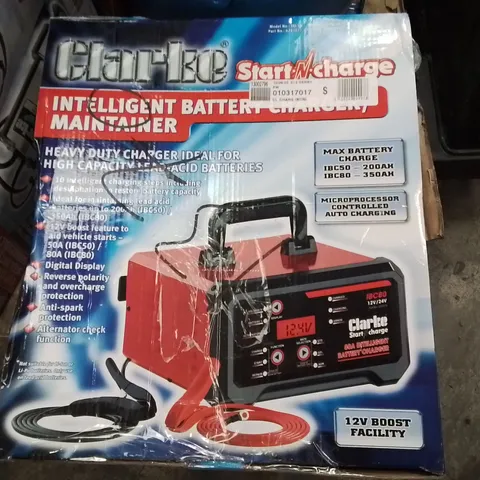 CLARKE STARTCHARGE INTELLIGENT BATTERY CHARGER/MAINTAINER – 12V/24V, MODEL IBC50