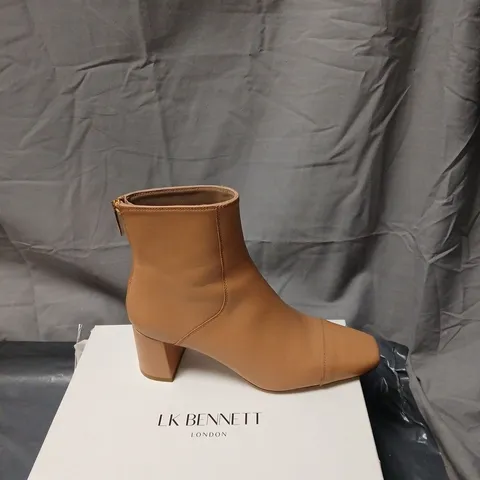 LK BENNETT TAN LEATHER ANKLE BOOTS – BLOCK HEEL SIZE EU 39