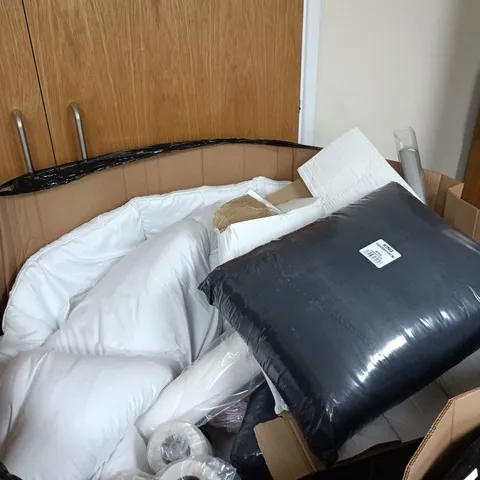PALLET TO CONTAIN A LARGE AMOUNT OF ASSORTED HOUSEHOLD ITEMS TO INCLUDE BEDDING ETC