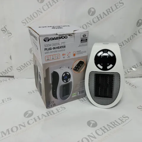 BOXED DAEWOO 500 WATT DIGITAL PTC PLUG-IN HEATER 
