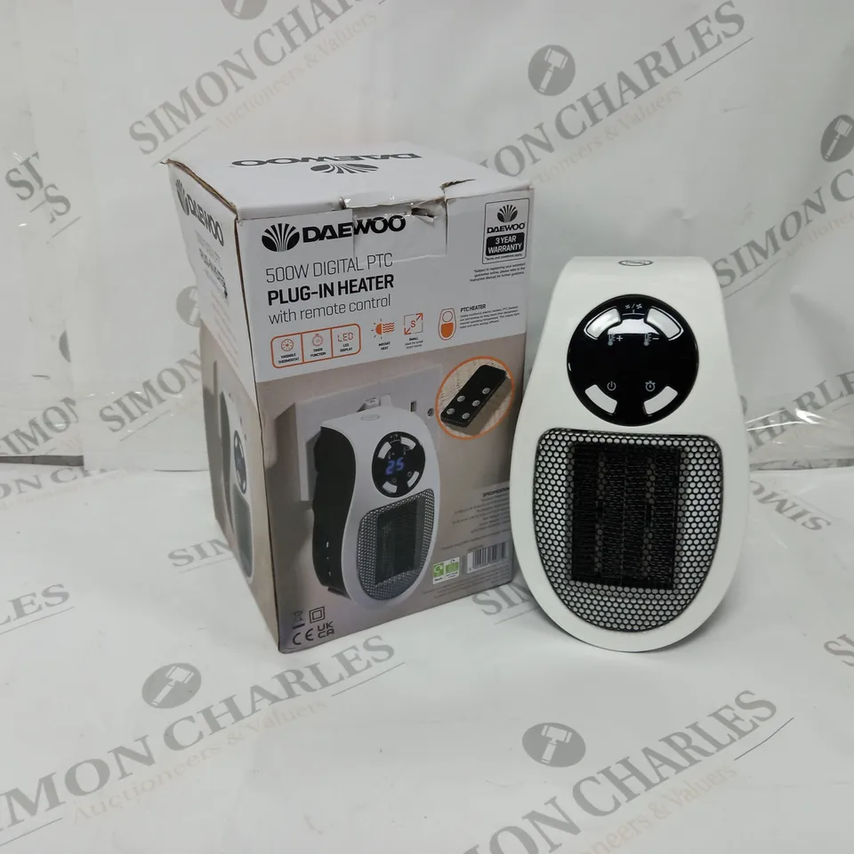 BOXED DAEWOO 500 WATT DIGITAL PTC PLUG-IN HEATER