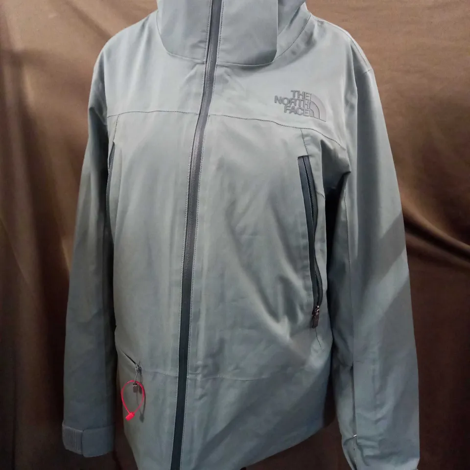 THE NORTH FACE ZIP UP LONG SLEEVE FLORAL DESIGN INNER COAT IN GREY- WOMENS LARGE