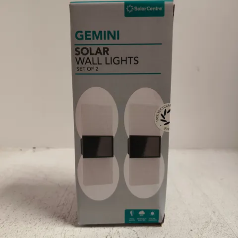BOXED SOLAR CENTRE GEMINI SOLAR WALL LIGHTS (SET OF 2)