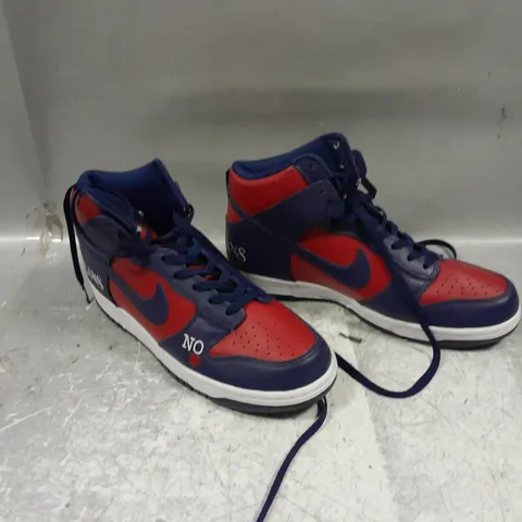 UNBOXED PAIR OF NIKE SB DUNKS HIGH SUPREME TEAM BY ANY MEANS UK 9