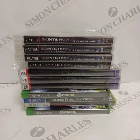 APPROXIMATELY 10 ASSORTED VIDEO GAMES FOR VARIOUS CONSOLES TO INCLUDE CALL OF DUTY BLACK OPS 3, BOUND BY FLAME, LORMENT ETC