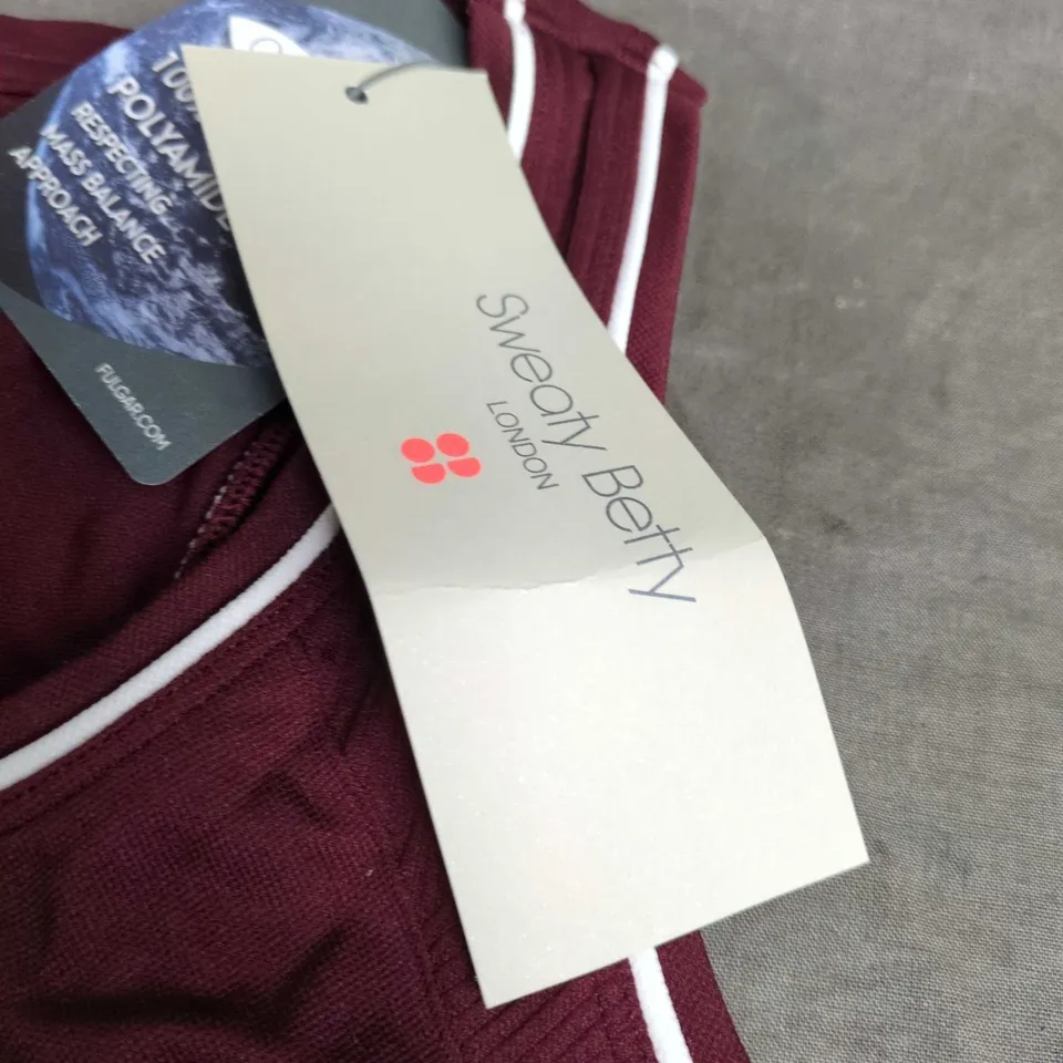 SWEATY BETTY ATHLETE CROP SEAMLESS WORKOUT TANK TOP – GARNET RED, SIZE S