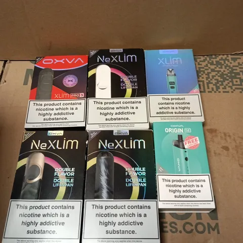 APPROXIMATELY 15 ASSORTED E-CIGARETTE PRODUCTS TO INCLUDE - OXVA, XLIM, ORIGIN ETC 