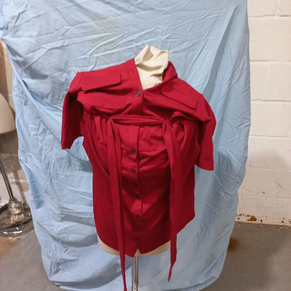 BODEN RED BELTED SHIRT-DRESS, LONG-SLEEVE – WOMEN'S CLOTHING - SIZE UK 8P