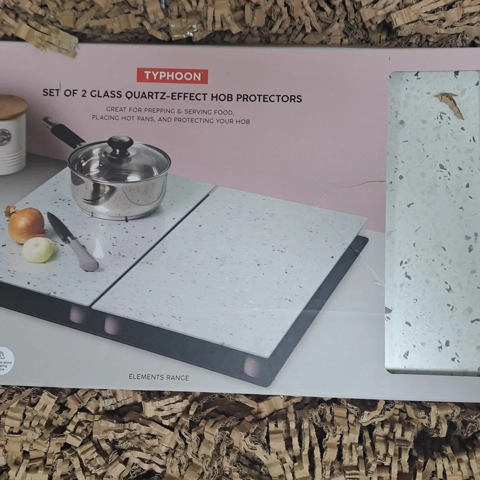 TYPHOON ELEMENTS SET OF 2 QUARTZ-EFFECT HOB PROTECTORS - COLLECTION ONLY - GLASS