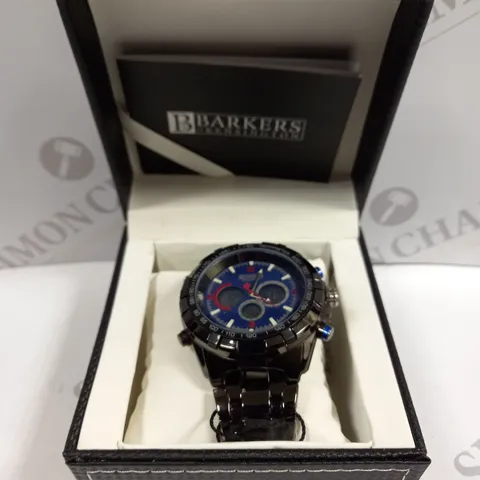 BOXED BARKERS OF KENSINGTON MEGA SPORT BLUE DIAL WATCH 